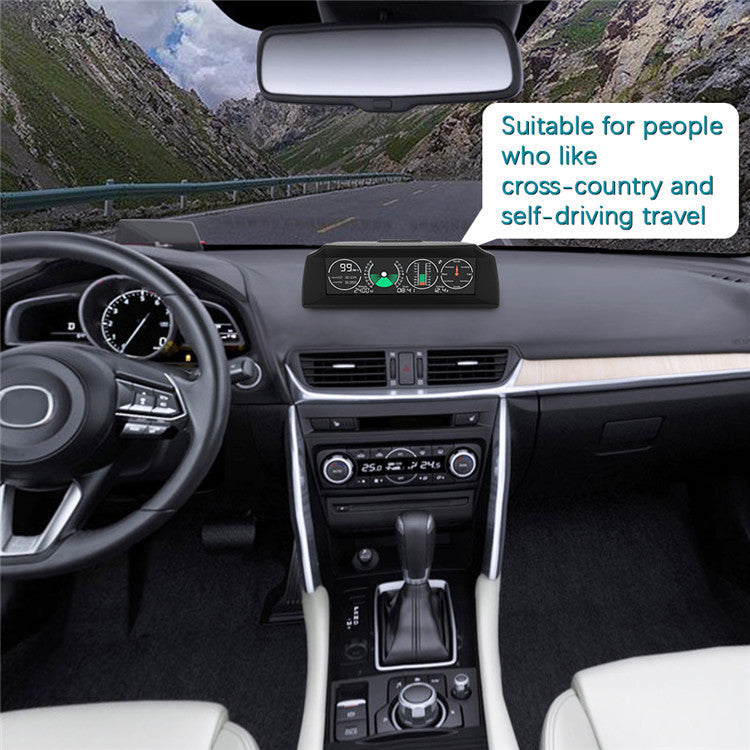 GPS GO 2 Universal Car HUD Monitoring Speed Level Gradient Compass