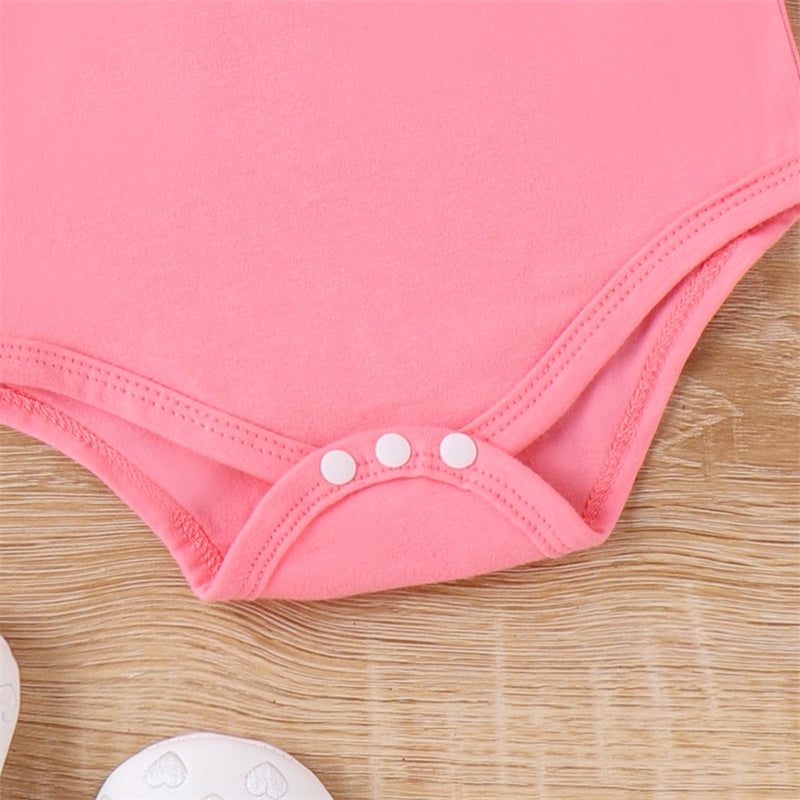 Pudcoco Infant Baby Girl Easter Outfits Short Sleeve Romper Ruffle Bodysuit Bunny Suspender Skirt Headband 0-18M