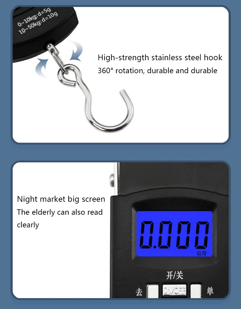 2PC Black 50kg Portable Kitchen Measuring Scales LCD Digital Weighing Scale Home Measuring Tools and Scales Kitchens Accessories
