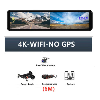 12 Inch Car DVR 3840*2160P 4K  Dash Cam WIFI GPS Sony IMX415 Rear View Mirror 1080P Car Camera Video Recorder Park Monitor