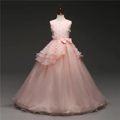Kid Wedding Dresses for Girls Elegant Flower Princess Long Gown Baby Girl Christmas Dress vestidos infantil Size 6 12 14 Years