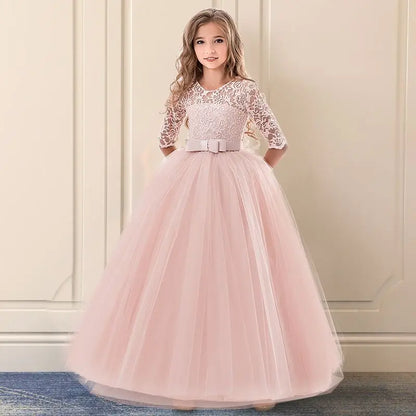 Kid Wedding Dresses for Girls Elegant Flower Princess Long Gown Baby Girl Christmas Dress vestidos infantil Size 6 12 14 Years