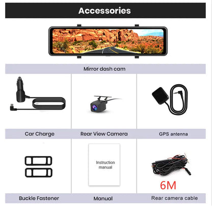 12 Inch Car DVR 3840*2160P 4K  Dash Cam WIFI GPS Sony IMX415 Rear View Mirror 1080P Car Camera Video Recorder Park Monitor
