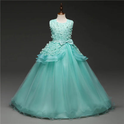Kid Wedding Dresses for Girls Elegant Flower Princess Long Gown Baby Girl Christmas Dress vestidos infantil Size 6 12 14 Years