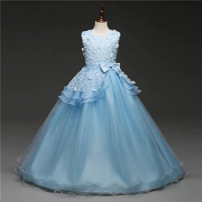 Kid Wedding Dresses for Girls Elegant Flower Princess Long Gown Baby Girl Christmas Dress vestidos infantil Size 6 12 14 Years