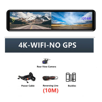 12 Inch Car DVR 3840*2160P 4K  Dash Cam WIFI GPS Sony IMX415 Rear View Mirror 1080P Car Camera Video Recorder Park Monitor