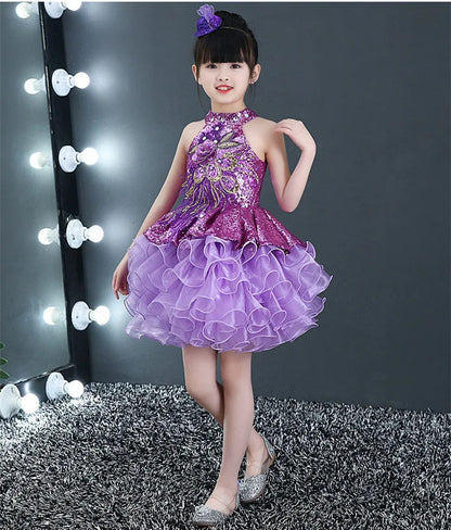 Children Beaded Top Layers Wedding Party Dresses Size 2 To 10 Baby Girls Boat Neck Mini Cupcakes Kids Pageant Dress Ball Gowns