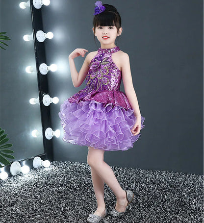 Children Beaded Top Layers Wedding Party Dresses Size 2 To 10 Baby Girls Boat Neck Mini Cupcakes Kids Pageant Dress Ball Gowns