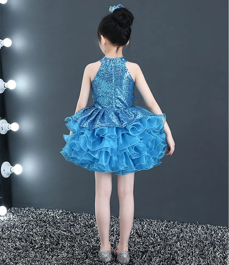 Children Beaded Top Layers Wedding Party Dresses Size 2 To 10 Baby Girls Boat Neck Mini Cupcakes Kids Pageant Dress Ball Gowns