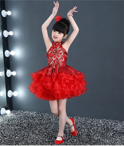 Children Beaded Top Layers Wedding Party Dresses Size 2 To 10 Baby Girls Boat Neck Mini Cupcakes Kids Pageant Dress Ball Gowns
