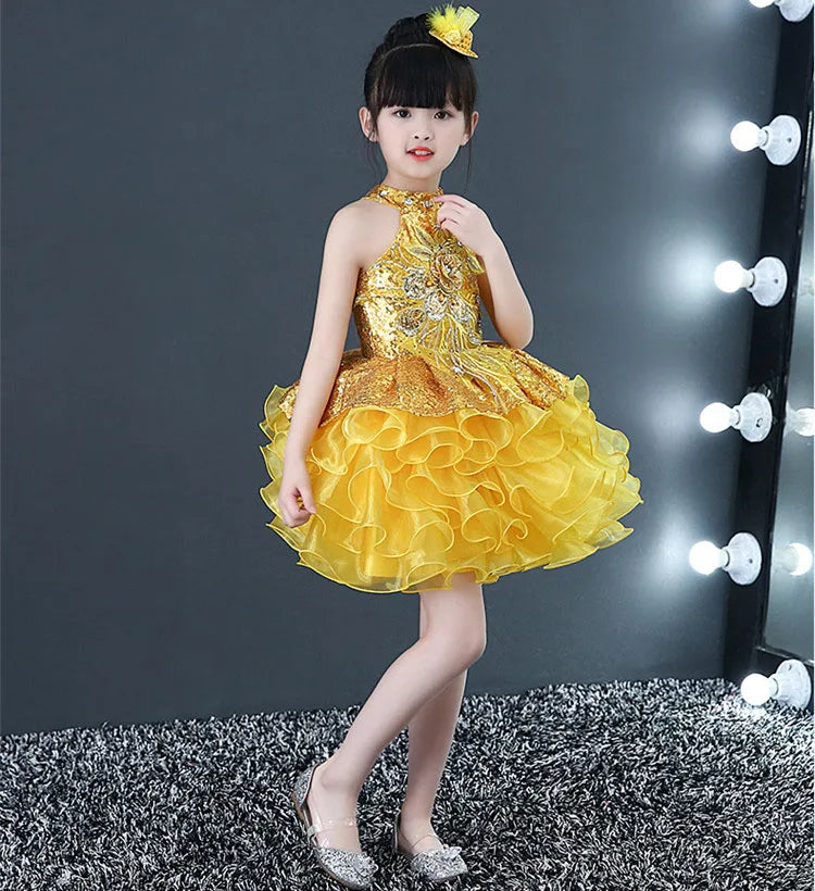 Children Beaded Top Layers Wedding Party Dresses Size 2 To 10 Baby Girls Boat Neck Mini Cupcakes Kids Pageant Dress Ball Gowns