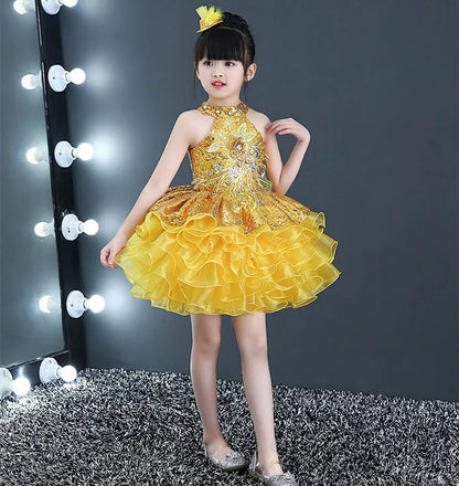 Children Beaded Top Layers Wedding Party Dresses Size 2 To 10 Baby Girls Boat Neck Mini Cupcakes Kids Pageant Dress Ball Gowns