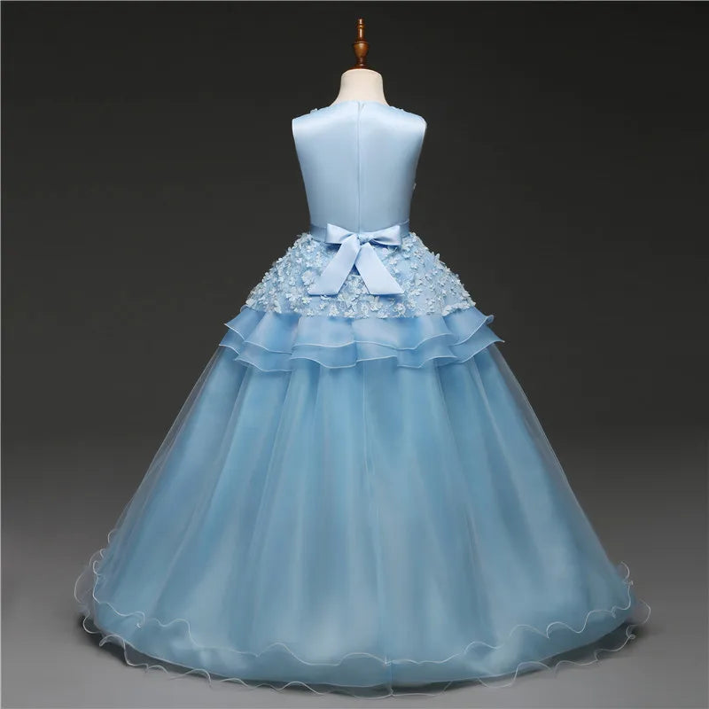 Kid Wedding Dresses for Girls Elegant Flower Princess Long Gown Baby Girl Christmas Dress vestidos infantil Size 6 12 14 Years