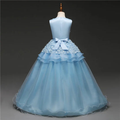 Kid Wedding Dresses for Girls Elegant Flower Princess Long Gown Baby Girl Christmas Dress vestidos infantil Size 6 12 14 Years