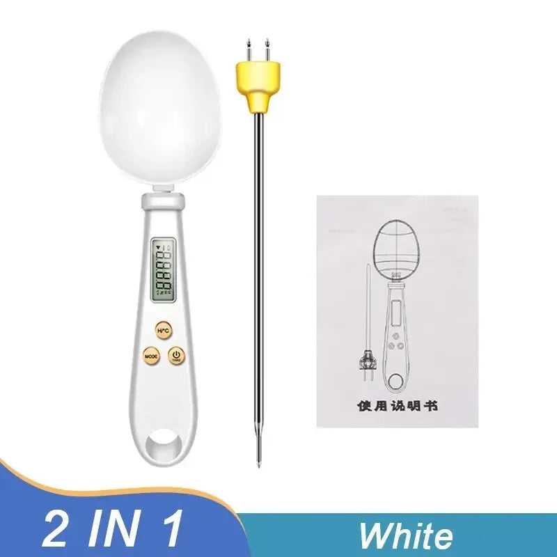 2in1 Electronic Kitchen Scale LCD Digital Measuring Food Flour Digital Spoon Scale Mini For Food Thermometer Scale Kitchen Tool