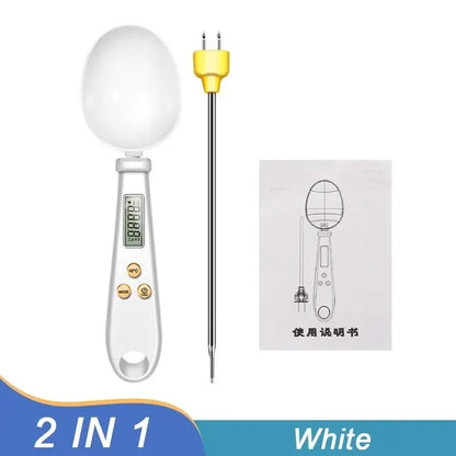 2in1 Electronic Kitchen Scale LCD Digital Measuring Food Flour Digital Spoon Scale Mini For Food Thermometer Scale Kitchen Tool