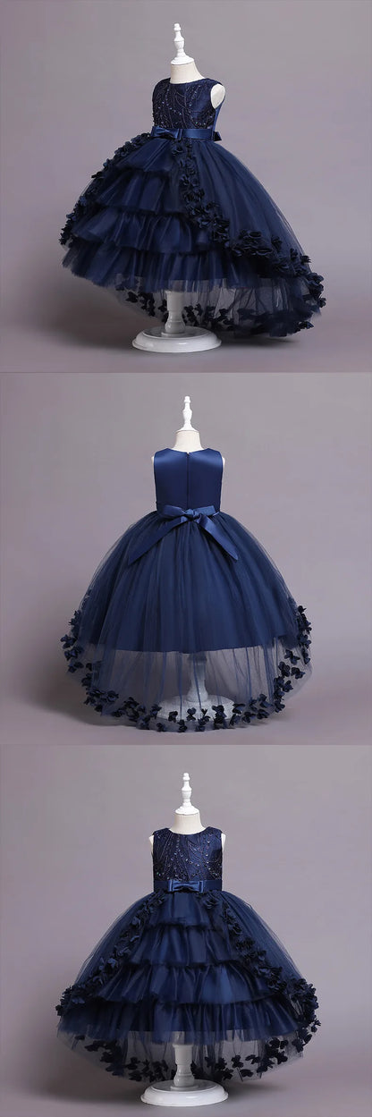 New Girls Kids Flower Elegant Causal Princess Party Dresses Children Clothing Christmas Birthday Wedding Party Baby Girl Dress