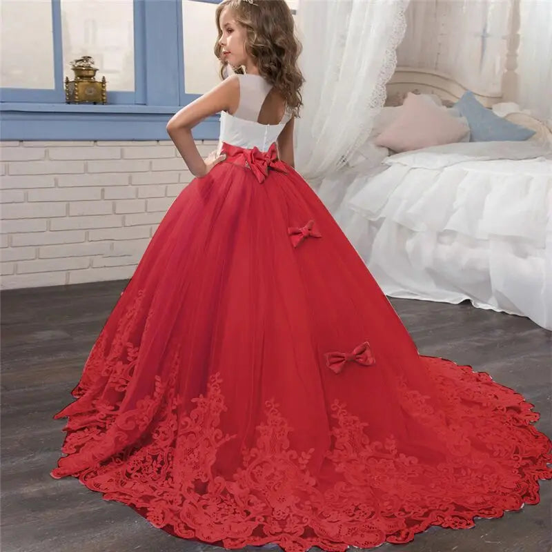 Kid Wedding Dresses for Girls Elegant Flower Princess Long Gown Baby Girl Christmas Dress vestidos infantil Size 6 12 14 Years