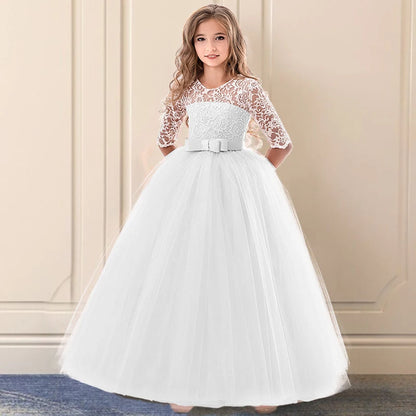 Kid Wedding Dresses for Girls Elegant Flower Princess Long Gown Baby Girl Christmas Dress vestidos infantil Size 6 12 14 Years