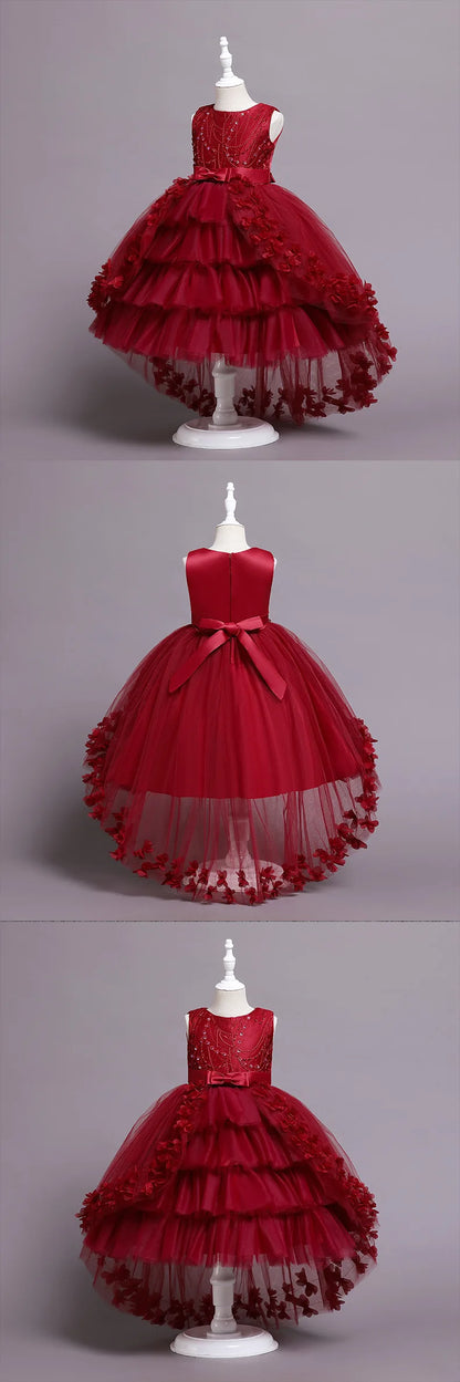 New Girls Kids Flower Elegant Causal Princess Party Dresses Children Clothing Christmas Birthday Wedding Party Baby Girl Dress