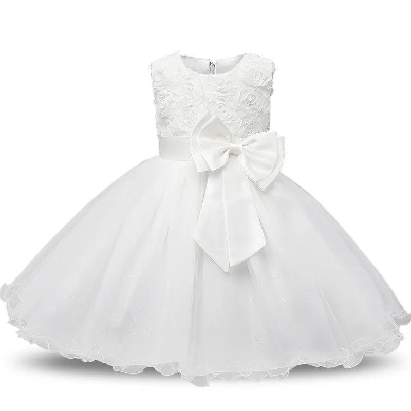 Newborn Baby Girl Christening Dress Tulle Infant Flower Girl Dress Toddler Girl First Birthday Party Gown 12M 24M Baby Dresses