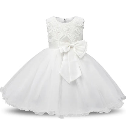 Newborn Baby Girl Christening Dress Tulle Infant Flower Girl Dress Toddler Girl First Birthday Party Gown 12M 24M Baby Dresses