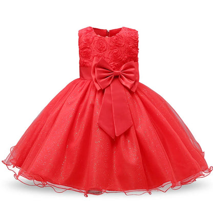 Newborn Baby Girl Christening Dress Tulle Infant Flower Girl Dress Toddler Girl First Birthday Party Gown 12M 24M Baby Dresses