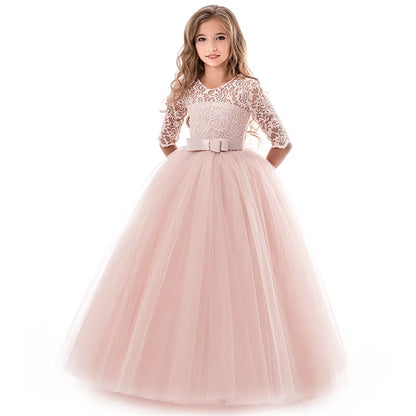 Kid Wedding Dresses for Girls Elegant Flower Princess Long Gown Baby Girl Christmas Dress vestidos infantil Size 6 12 14 Years