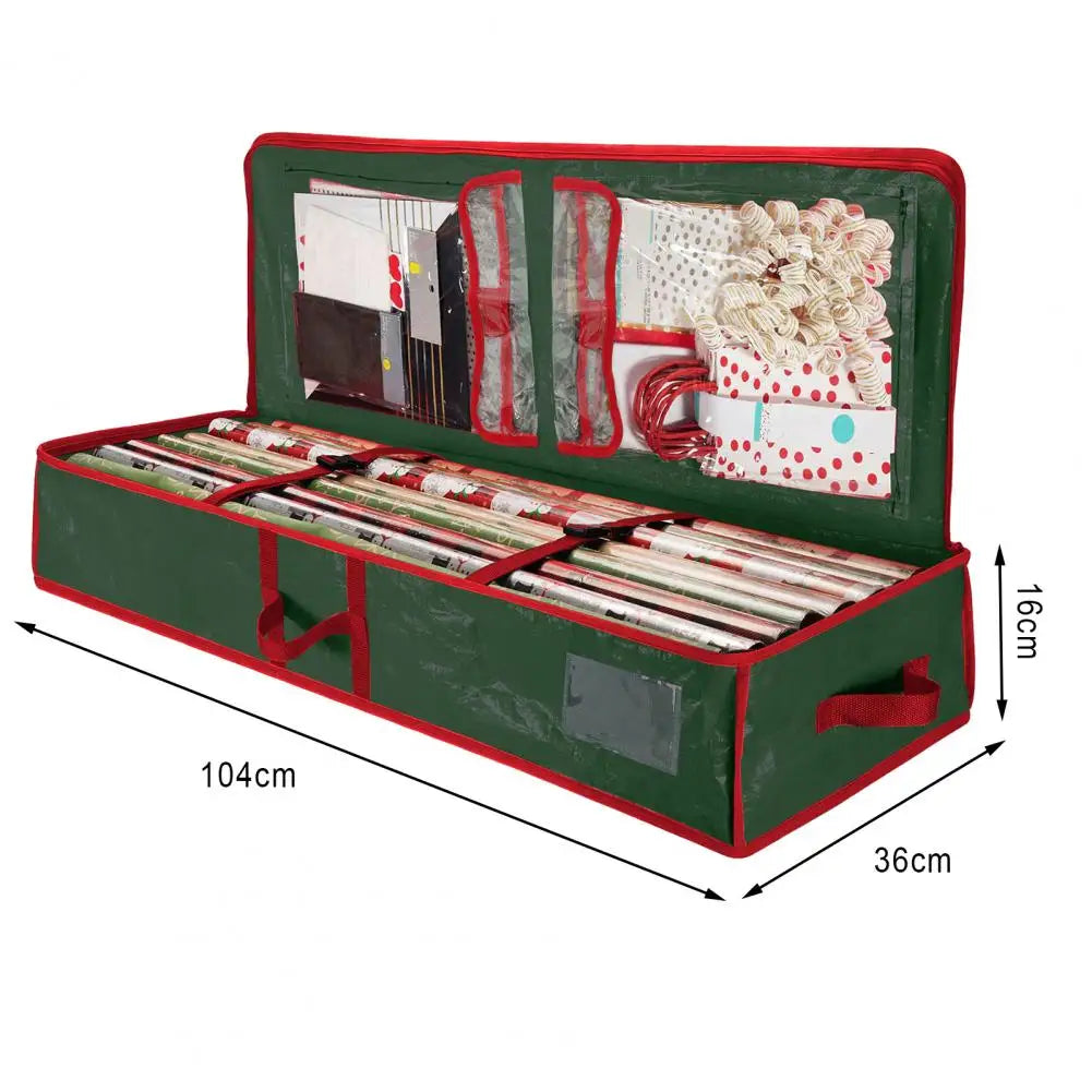 Gift Wrap Organizer Gift Wrap Storage Box Durable Christmas Wrapping Paper Storage Bag with Flexible Partitions for Ribbon