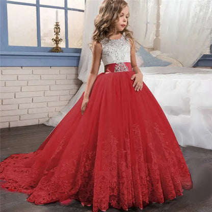 Kid Wedding Dresses for Girls Elegant Flower Princess Long Gown Baby Girl Christmas Dress vestidos infantil Size 6 12 14 Years