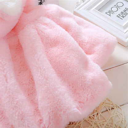 Baby Girls Clothing New Cape Autumn/Winter Wool Sweater Shawl Baby Rabbit Ears Fleece Jacket Cape For Newborn