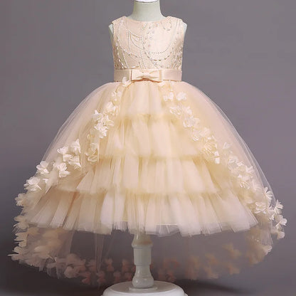 New Girls Kids Flower Elegant Causal Princess Party Dresses Children Clothing Christmas Birthday Wedding Party Baby Girl Dress