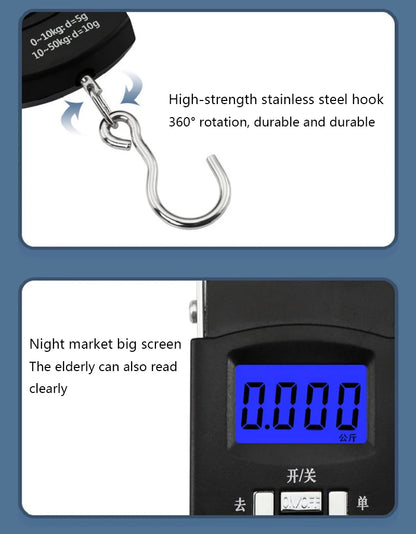 2PC Black 50kg Portable Kitchen Measuring Scales LCD Digital Weighing Scale Home Measuring Tools and Scales Kitchens Accessories