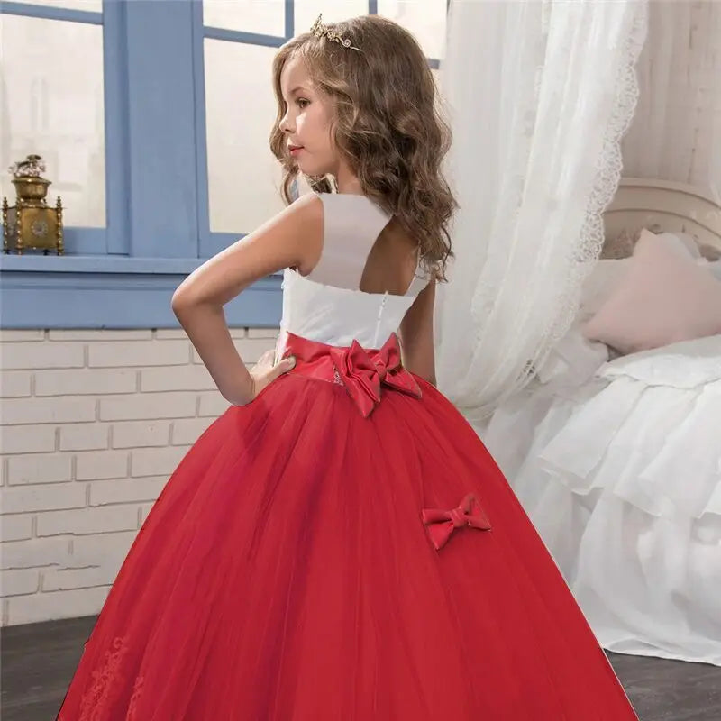 Kid Wedding Dresses for Girls Elegant Flower Princess Long Gown Baby Girl Christmas Dress vestidos infantil Size 6 12 14 Years