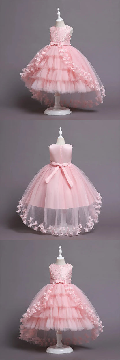 New Girls Kids Flower Elegant Causal Princess Party Dresses Children Clothing Christmas Birthday Wedding Party Baby Girl Dress