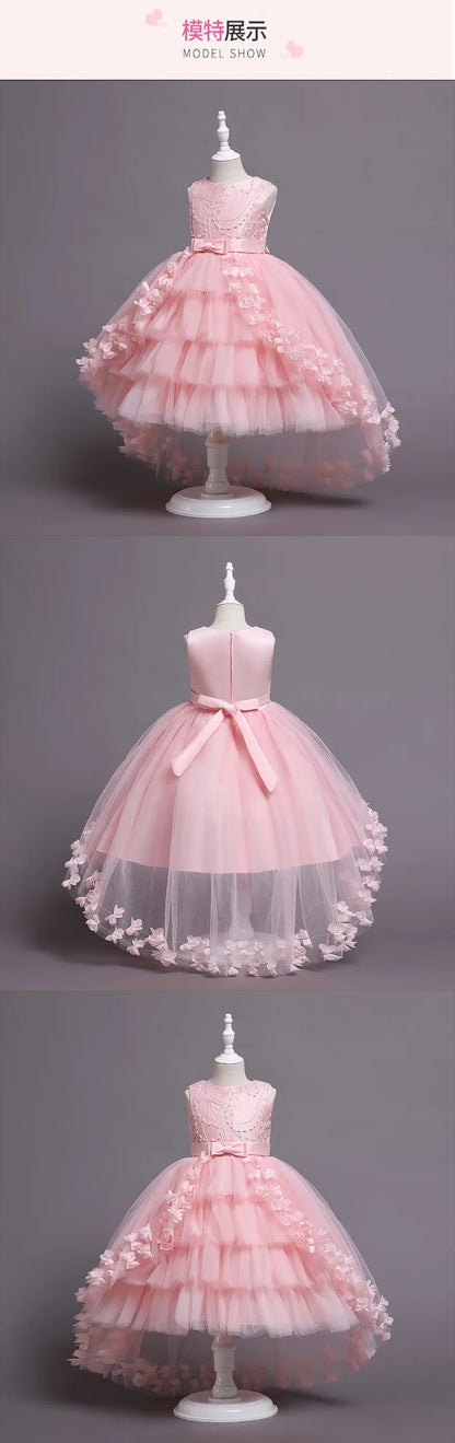 New Girls Kids Flower Elegant Causal Princess Party Dresses Children Clothing Christmas Birthday Wedding Party Baby Girl Dress