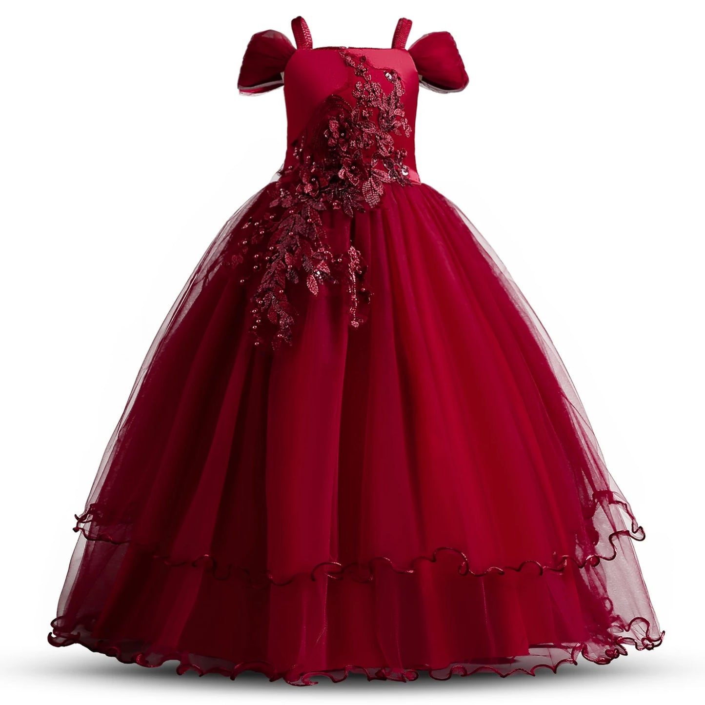 Kid Wedding Dresses for Girls Elegant Flower Princess Long Gown Baby Girl Christmas Dress vestidos infantil Size 6 12 14 Years