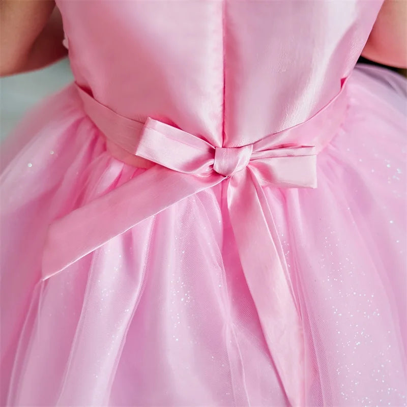 Newborn Baby Girl Christening Dress Tulle Infant Flower Girl Dress Toddler Girl First Birthday Party Gown 12M 24M Baby Dresses