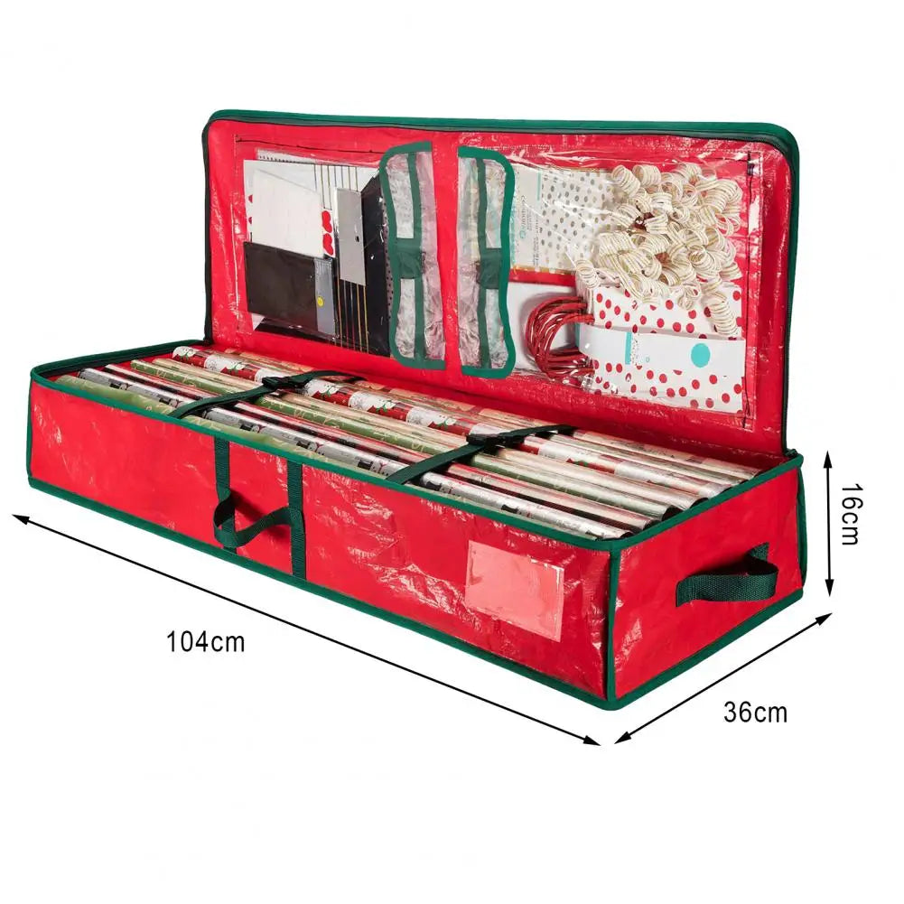 Gift Wrap Organizer Gift Wrap Storage Box Durable Christmas Wrapping Paper Storage Bag with Flexible Partitions for Ribbon