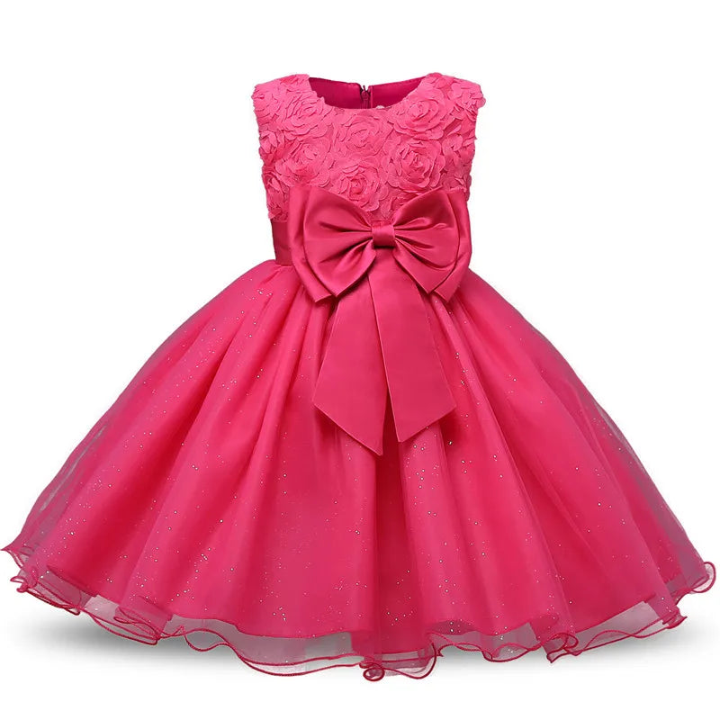 Newborn Baby Girl Christening Dress Tulle Infant Flower Girl Dress Toddler Girl First Birthday Party Gown 12M 24M Baby Dresses