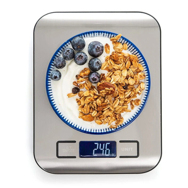 Digital Kitchen Scale 10kg /5kg Stainless Steel Panel Electronic Scales LCD Display Home Food Snacks Weighing Baking Tools