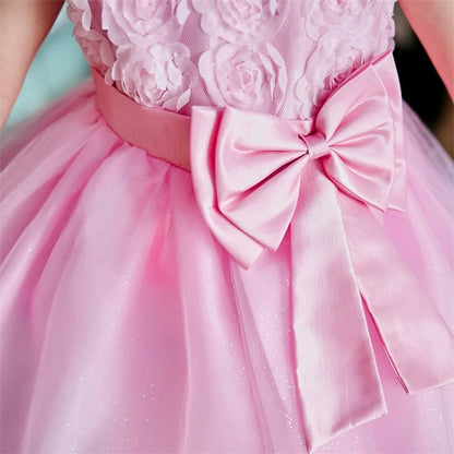 Newborn Baby Girl Christening Dress Tulle Infant Flower Girl Dress Toddler Girl First Birthday Party Gown 12M 24M Baby Dresses
