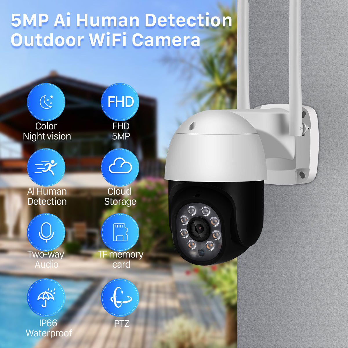 2 Inch Surveillance Camera Wireless Wifi Home  High-definition Outdoor Monitor